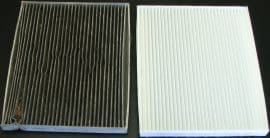 Contaminated and clean cabin air filters for Hyundai Elantra