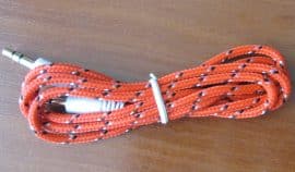 AUX cable 3.5 mm - 3.5 mm neon orange wrapped with white wire
