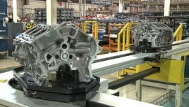Jeep 3.6 Engines move on a conveyor belt