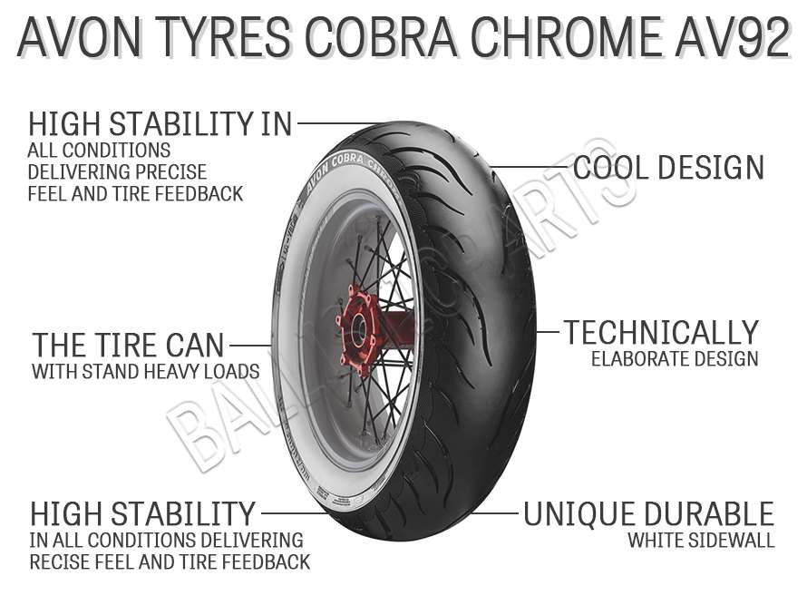 Avon Tyres Cobra Chrome AV92 Rear Motorcycle Tire MT90B-16 (74H)