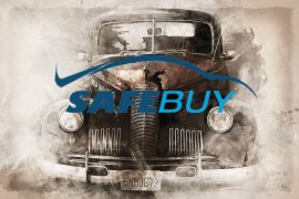 Safebuy inscription on the background of the car